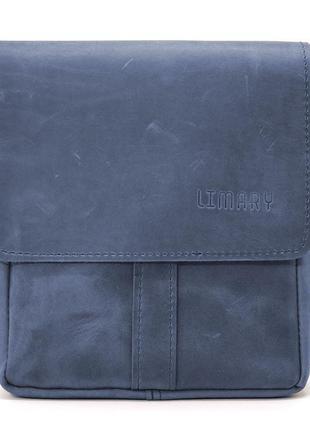 Небольшая мужская сумка через плечо кожаная limary lim-354rk синяя6 фото