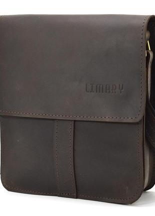 Небольшая мужская сумка через плечо кожаная limary lim-360rc коричневая