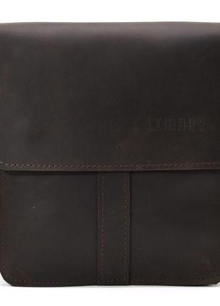 Небольшая мужская сумка через плечо кожаная limary lim-360rc коричневая3 фото