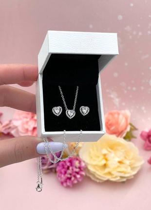 Серебряное колье ожерелье подвеска серебро пандора pandora silver s925 ale с биркой и пломбой 925 проба новая серьги шарикчики набор комплект