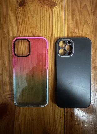 Чехол на iphone 12 pro max. голубо-розовый и черный2 фото