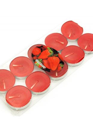 Свечи "чайные" красные (набор 10 штук)(7,5х7х1 см)