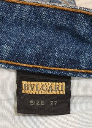Крутая брендовая джинсовая мини юбка булгари с потертостями декором, италия9 фото
