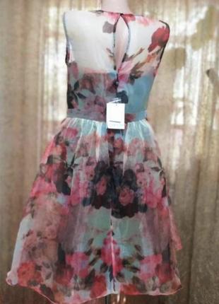 Платье из органзы с пышной юбкой пачкой цветочный принт5 фото