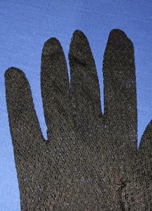 Винтажные вечерние перчатки сеточка черные на узкую руку4 фото