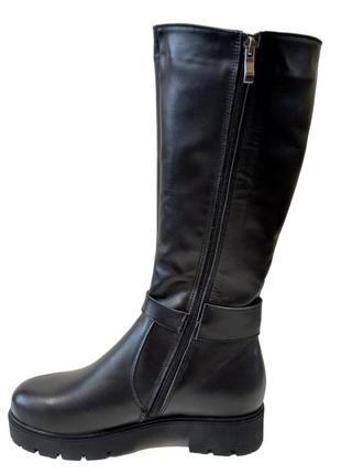 Зимние кожаные сапоги женские полномерные черного цвета на утолщенной подошве  36-41 индпошив на заказ5 фото