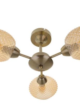 Потолочная люстра brille на три прозрачных рельефных плафона с цоколем е14 ip20