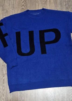 Cтильна подовжена светр-туніка синього кольору one size 42-464 фото