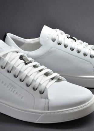 Мужские стильные спортивные туфли кожаные кеды белые vivaro 5566116 фото