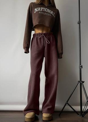 Мягкие плюшевые брюки палаццо (трубы) / широкие брюки тедди прямого кроя
