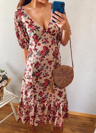 Распродажа платье stradivarius миди/макси asos с цветочным принтом3 фото