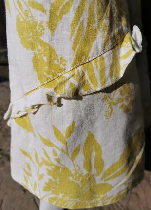 Лляна спідниця з віскозою льон максі довга розкльошена з рюшами бохо в квіти4 фото