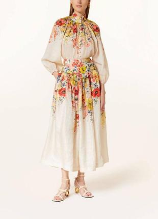 Костюм zimmermann блузка юбка лен с маками