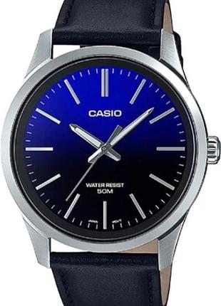 Чоловічий годинник casio mtp-e180l-2avef, чорний з синiм