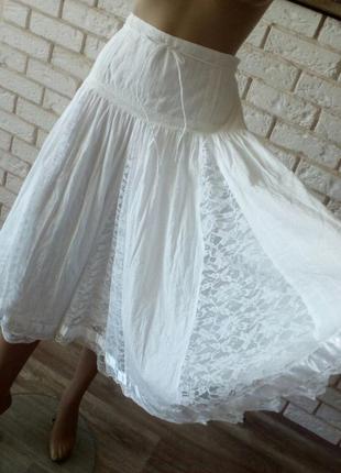 Шикарна батистовая білосніжна вінтажна спідниця 12 george