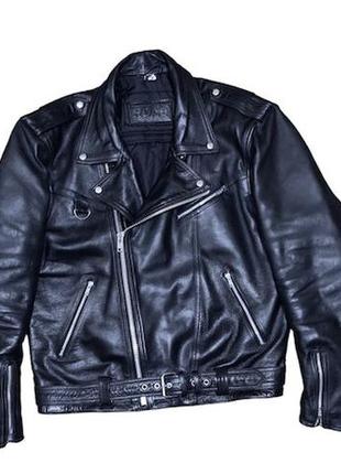 Винтажная кожаная куртка косуха оверсайз панк гранж стиль