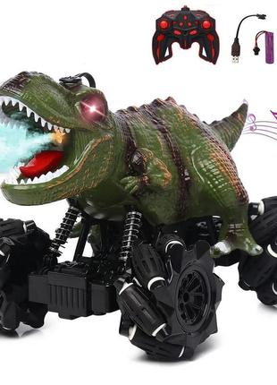 Машинка динозавр на радіокеруванні з паровим ефектом зі світлом і звуком на акумуляторі2 фото