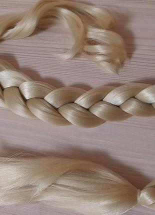 Накладна коса блонд 88 см на гумці накладний плетений хвіст кіска шиньйон3 фото