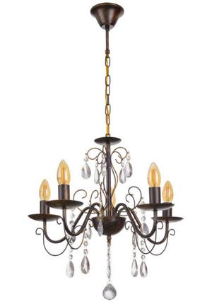 Подвесная металлическая люстра с хрустальными подвесами brille черная под пять ламп e14 ip20 bcl-734s/5