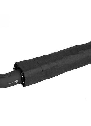 Мужской зонт zest 10 спиц ручка-крюк полуавтомат 43620 черный1 фото