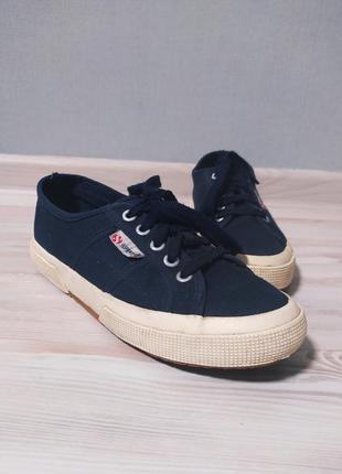 Синие мокасины кеды кроссовки superga 23см