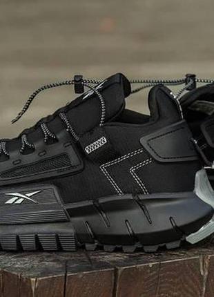 Чоловічі кросівки reebok zig kinetica edge fit all black , рібок кінетика чорні кросівки водовідштовхувальні