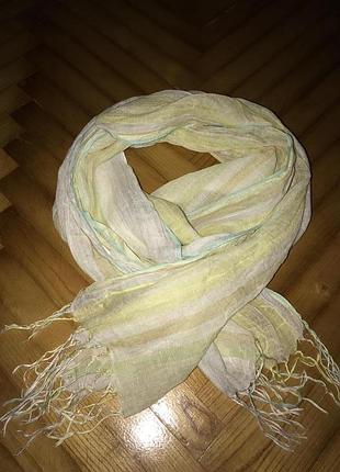 Met-большой лёгкий льняной полосатый шарф!