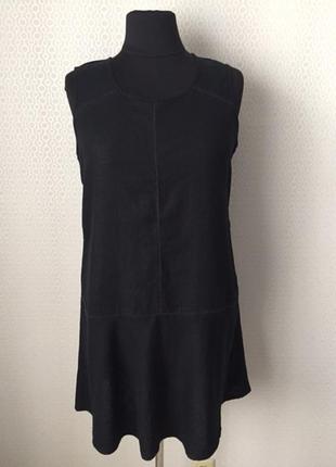 Черное платье (лён, вискоза) свободного силуэта от next, размер англ 18, нем 46, укр 52-54