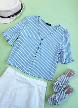 Стильная блузка с полосочку на пуговицах от zara trf