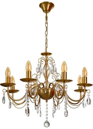 Подвесная металлическая люстра с хрустальными подвесами brille под восемь ламп e14 ip20 bcl-734s/8