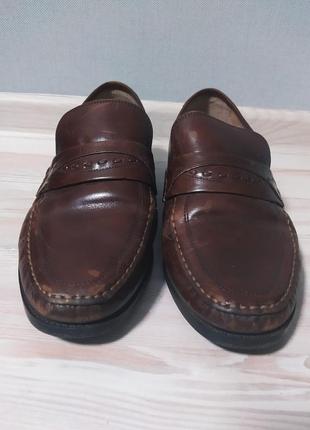 Коричневі туфлі мокасини лофери clarks 28см2 фото