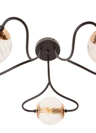 Потолочная люстра brille черного цвета с тремя прозрачными плафонами с цоколем е14 ip20 bl-801s/3
