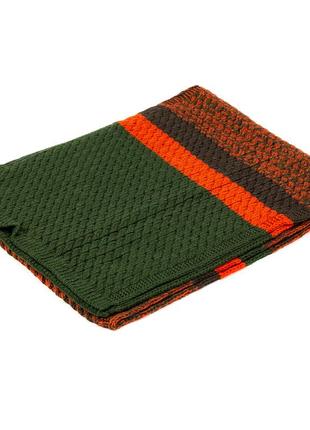 Женский вязаный шарф luxwear s19503 зеленый с оранжевым5 фото