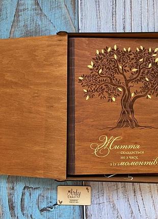 Фотоальбом "дерево жизни" с золотыми элементами (листы а4) ореховое дерево