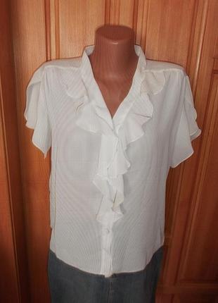 Блуза з рюшами легка стильна крепдышин біла сорочка р. xl