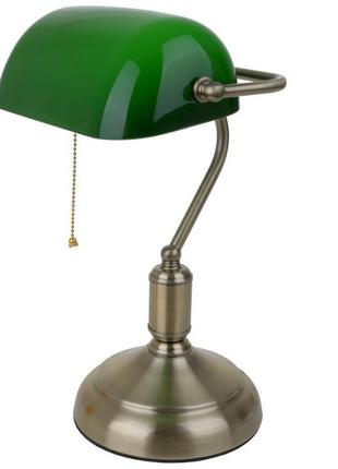 Настольная лампа с металлическим корпусом brille с зеленым плафоном под лампу е27 ip20 mtl-52