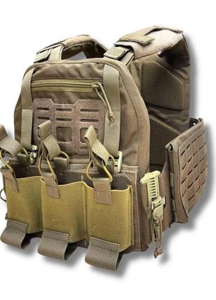 Плитоноска швидкого скидання з боковими карманами койот