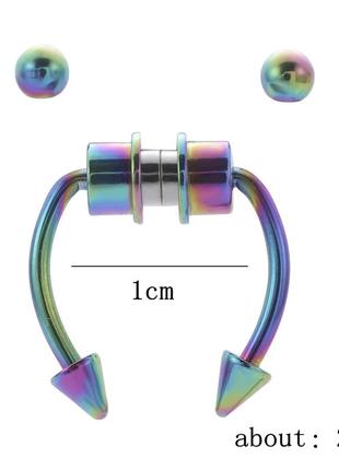 Имитация пирсинга - септума на магните из медицинской стали. магнитная серьга в нос  градиент5 фото