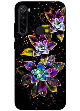 Чохол itsprint flowers on black для xiaomi redmi note 8