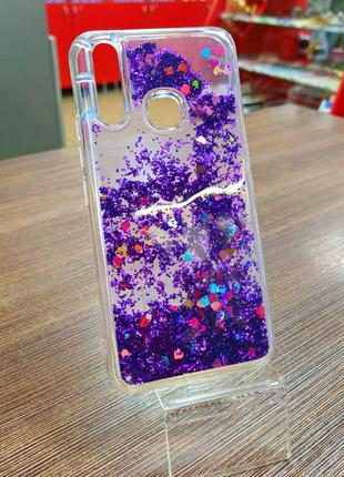 Чехол-накладка прозрачный с блестками и жидкостью внутри на телефон vivo y3