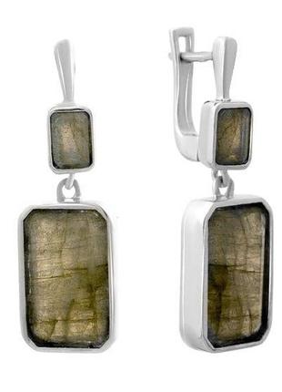 Сучасні срібні сережки підвіски з каменем квадратні великі висячі жіночі сережки зі срібла
