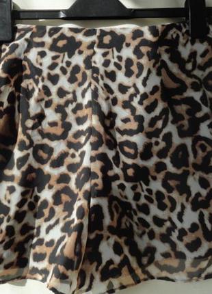 Шифоновые шорты- юбка в леопардовый принт8 фото
