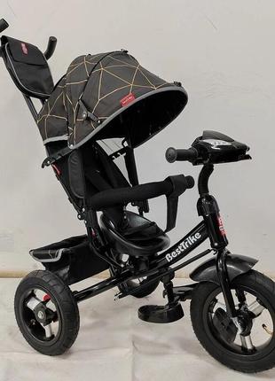 Триколісний велосипед з надувними колесами best trike , фара з usb, пульт 3390