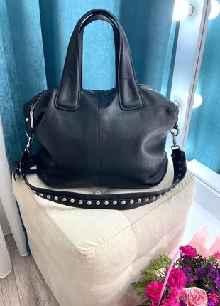 Женская кожаная сумка polina&eiterou под а4+ шопер з тканини у подарунок2 фото