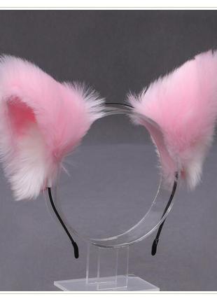 Ободок кошачьи ушки розовые без звоночков , косплей, аниме, манги, монокума, куроми, арт 3872