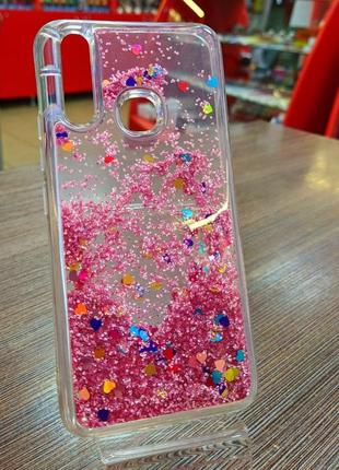 Чехол-накладка прозрачный с блестками и жидкостью внутри на телефон vivo y3