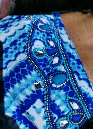 Платье туника в принт узор с бисером камнями пляжное george5 фото