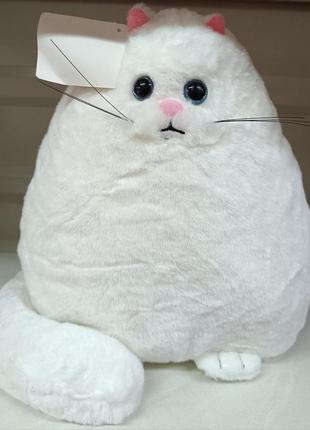 Мягкая игрушка подушка " кот беляш ", круглый белый кот, dgt-plush 28см