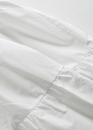 Роскошное свободное белое хлопковое платье из поплина zara8 фото