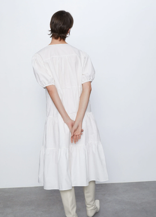 Роскошное свободное белое хлопковое платье из поплина zara5 фото
